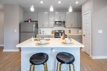 Granite countertops w/ subway tile backsplash